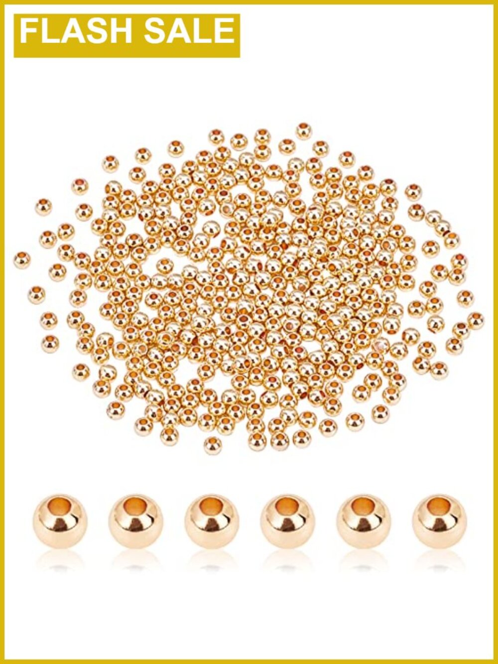 300pcs Gold Plated Spacer Beads for Jewelry Making DIY Necklace Bracelet